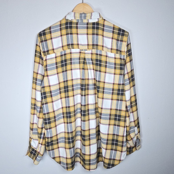 AEO American Eagle Women's Button Up Plaid Flannel Boyfriend Fit Top XL Boho GUC - Picture 7 of 10